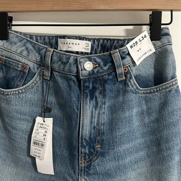 NWT TopShop Mom High Waisted Tapered Leg Jeans - Picture 4 of 15